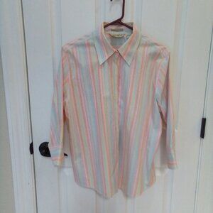 Eddie Bauer Pastel stripe button up blouse